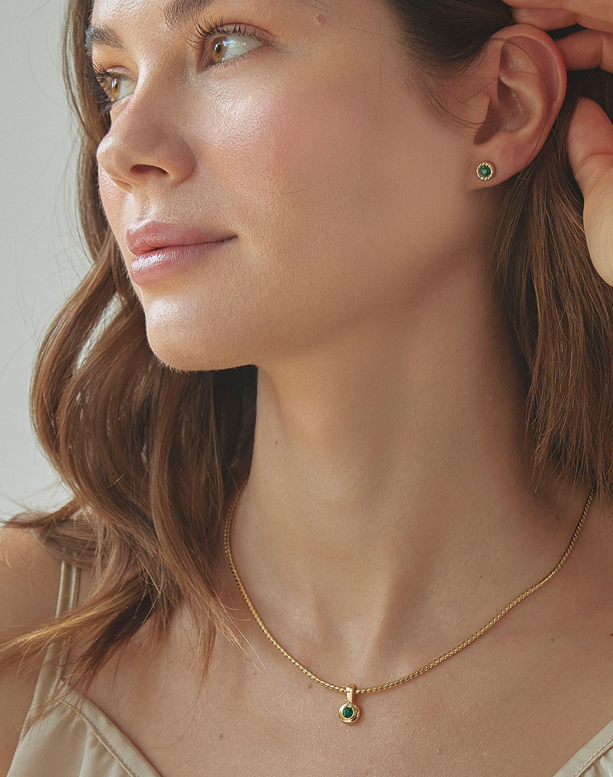 Aretes Cristal Verde Selva