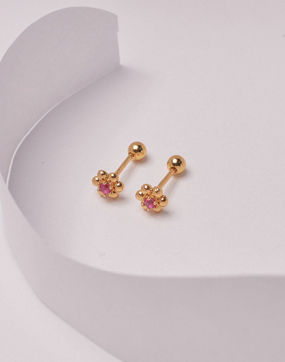 Aretes en Plata 925 Flor Rubí