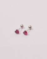 Aretes en Plata Zircón Corazón Siam