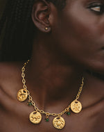 Maxi Collar + Aretes Monedas Selva Verde