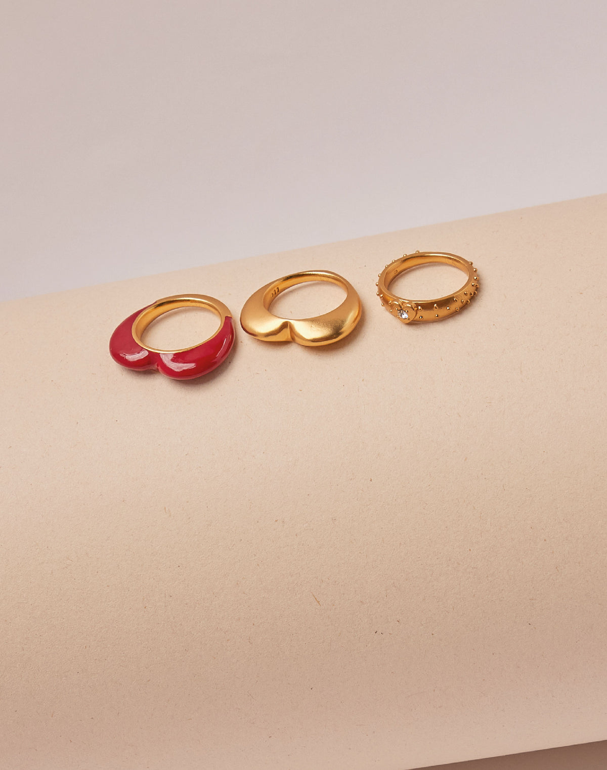 Set de 3 Anillos Corazón de Melón
